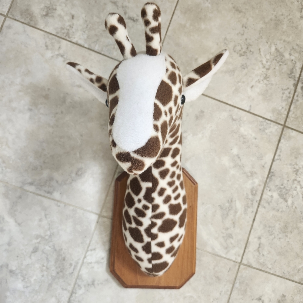 Antique wooden mounted vintage Giraffe plaque baby room décor
